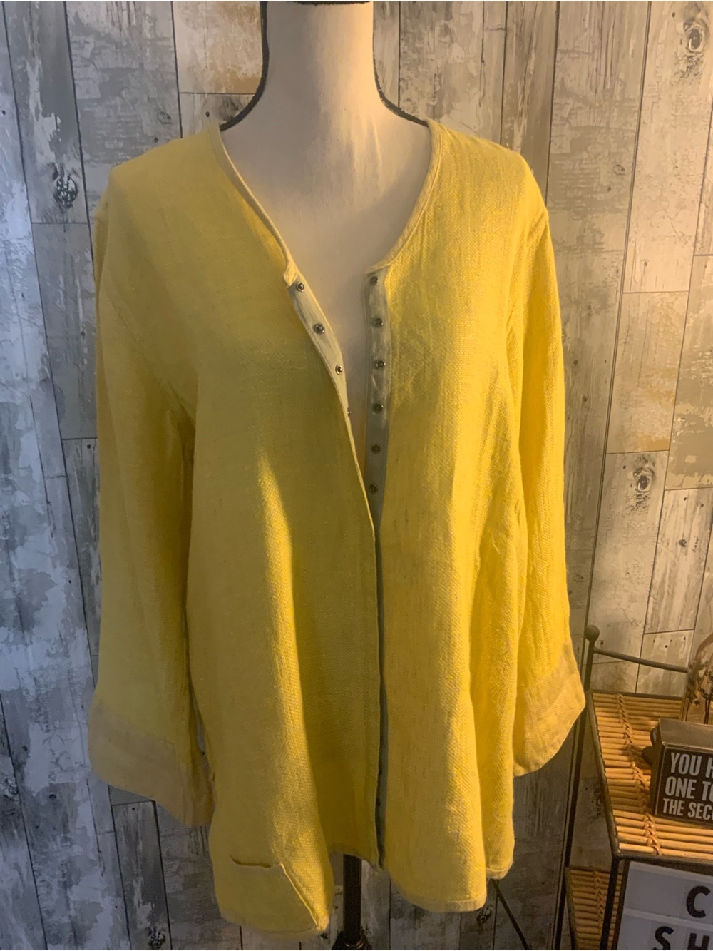 Flax Lemon Yellow Linen Button-Up Top